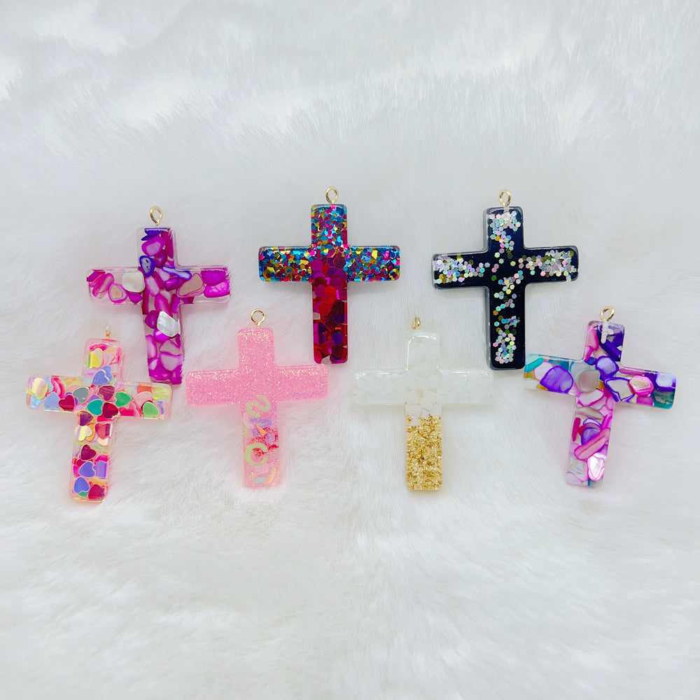 Wholesale Plastic Resin Seven Color Cross DIY Cup Chain Accessories